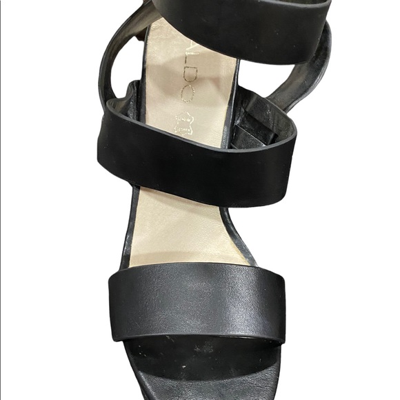 Aldo Black Leather Platform Sandals - Picture 2 of 8